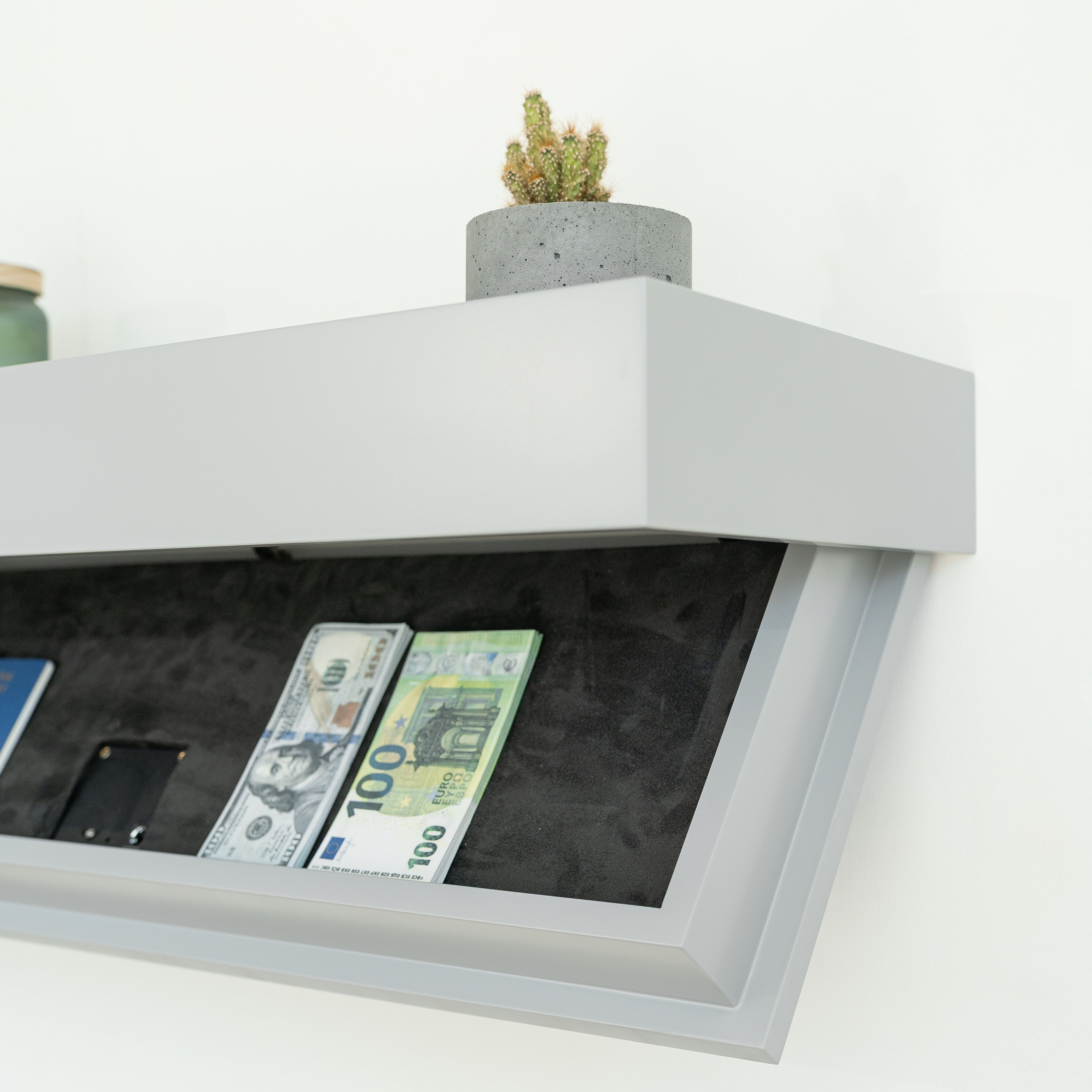 Versteckte Wandtresorschublade - Fenstergrau