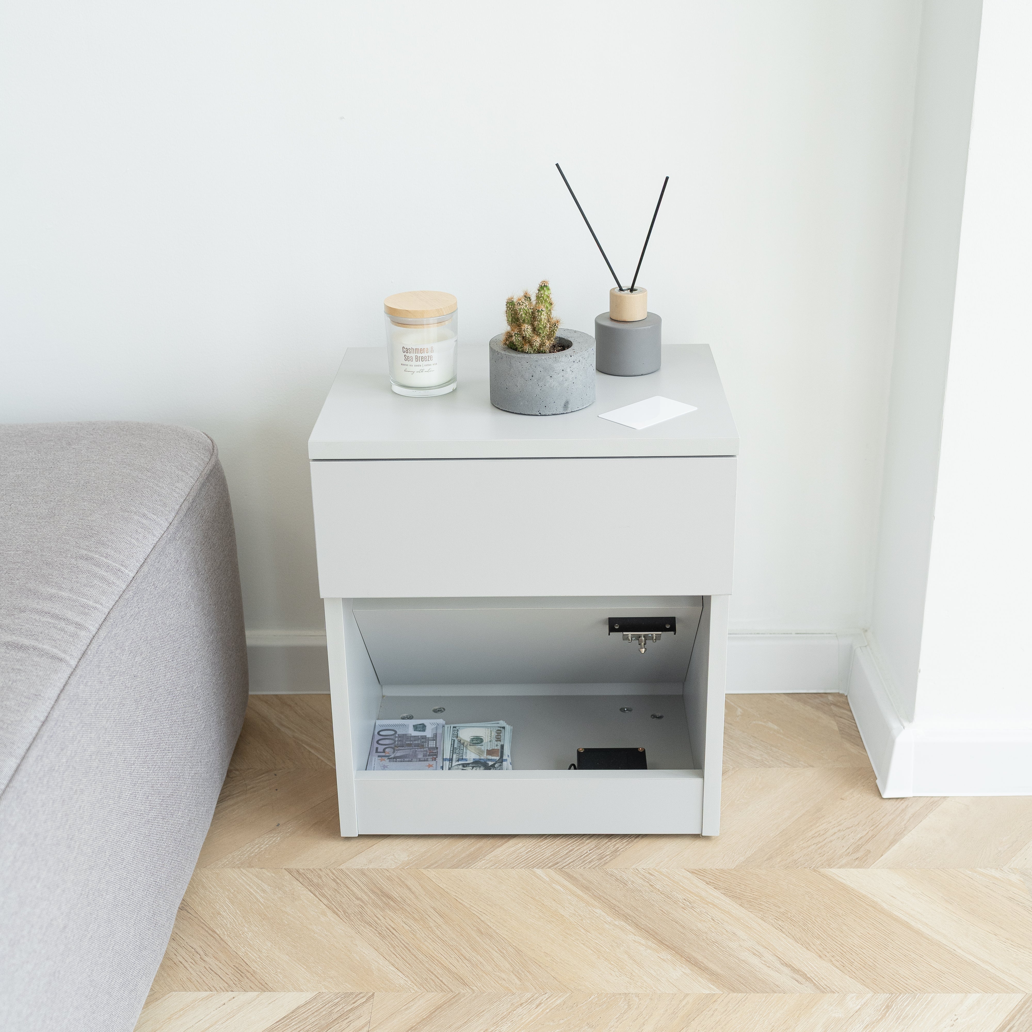 Modern Nightstand with Locked Hidden Storage B22