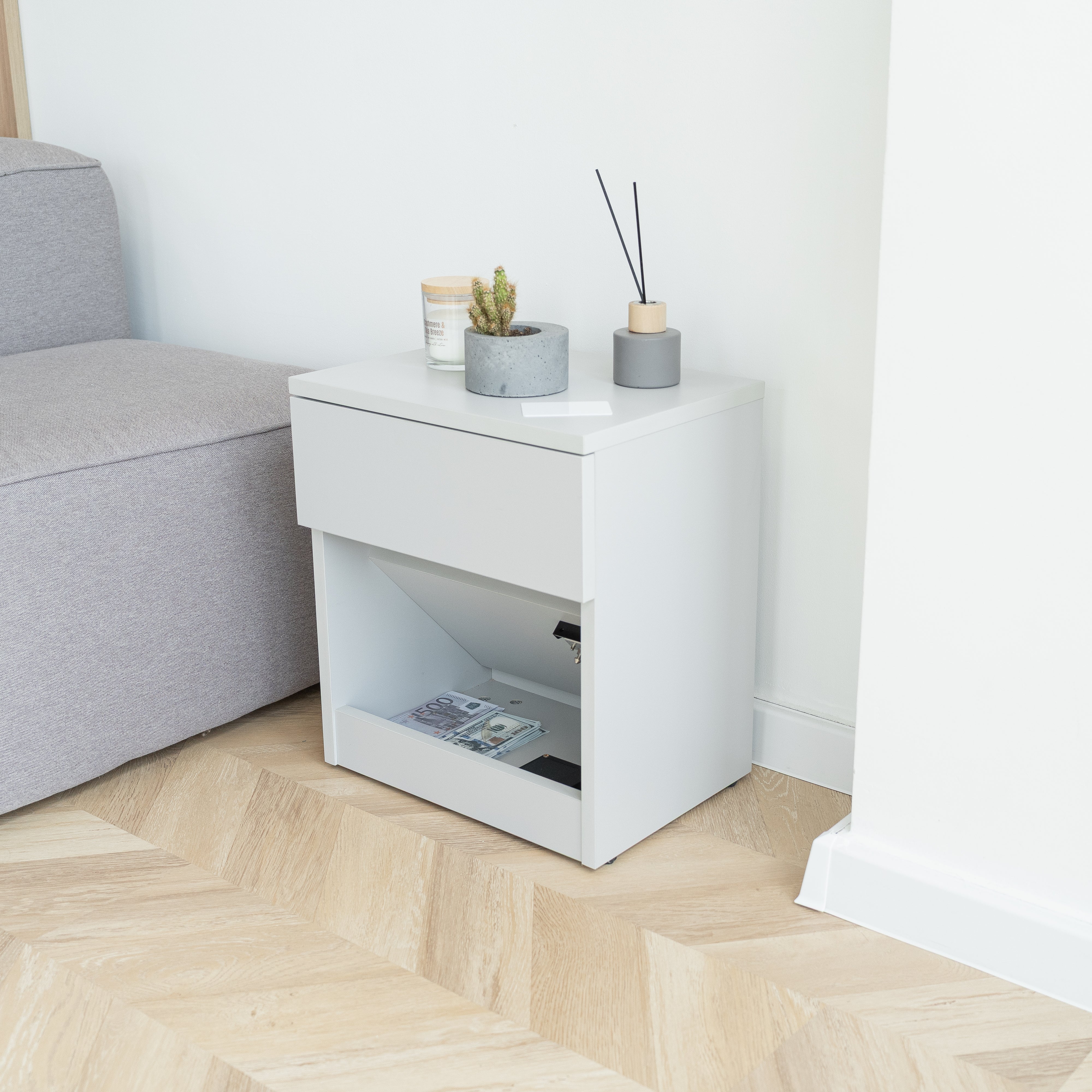 Modern Nightstand with Locked Hidden Storage B22