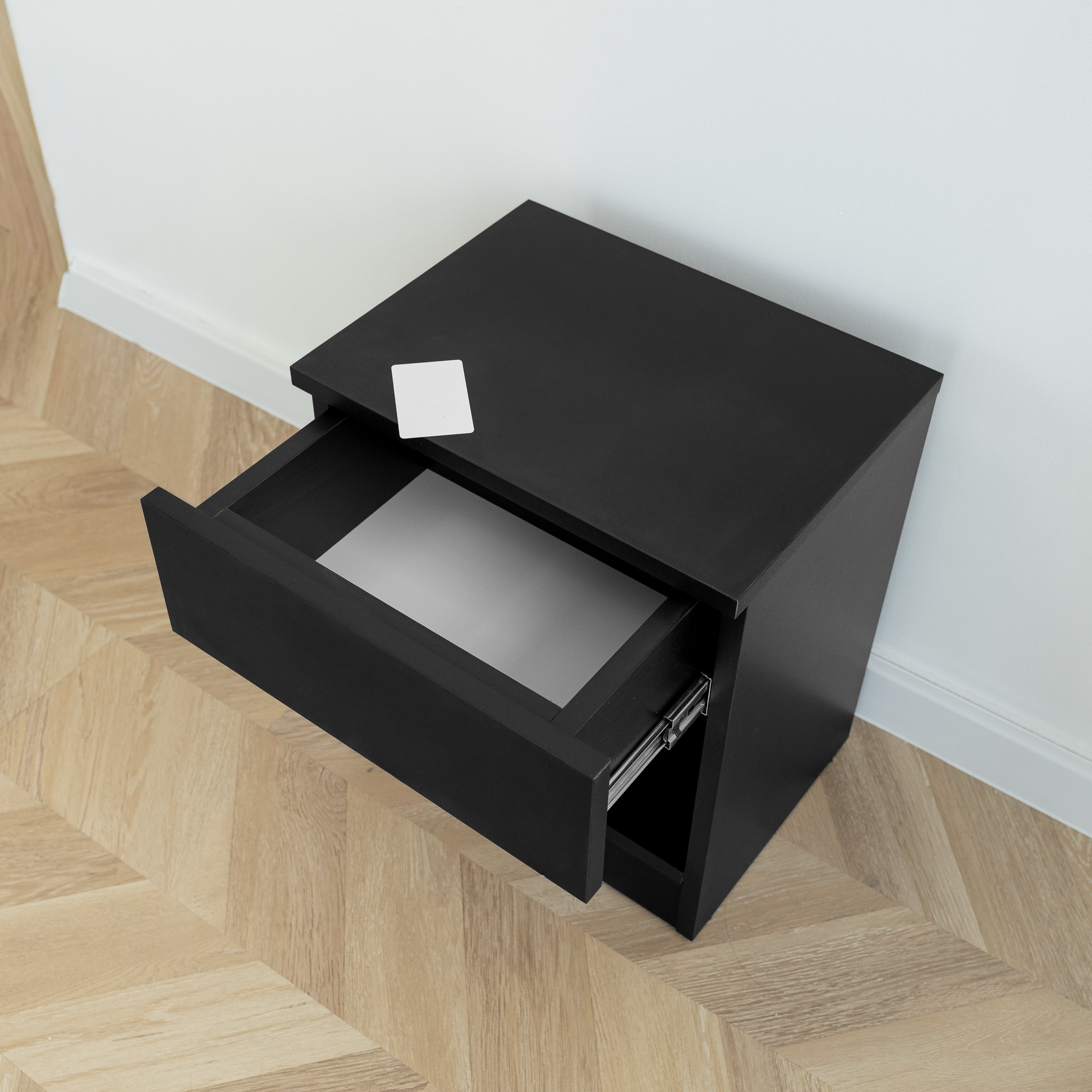 Moderner Nachttisch mit abschließbarem, verstecktem Stauraum – Schwarz