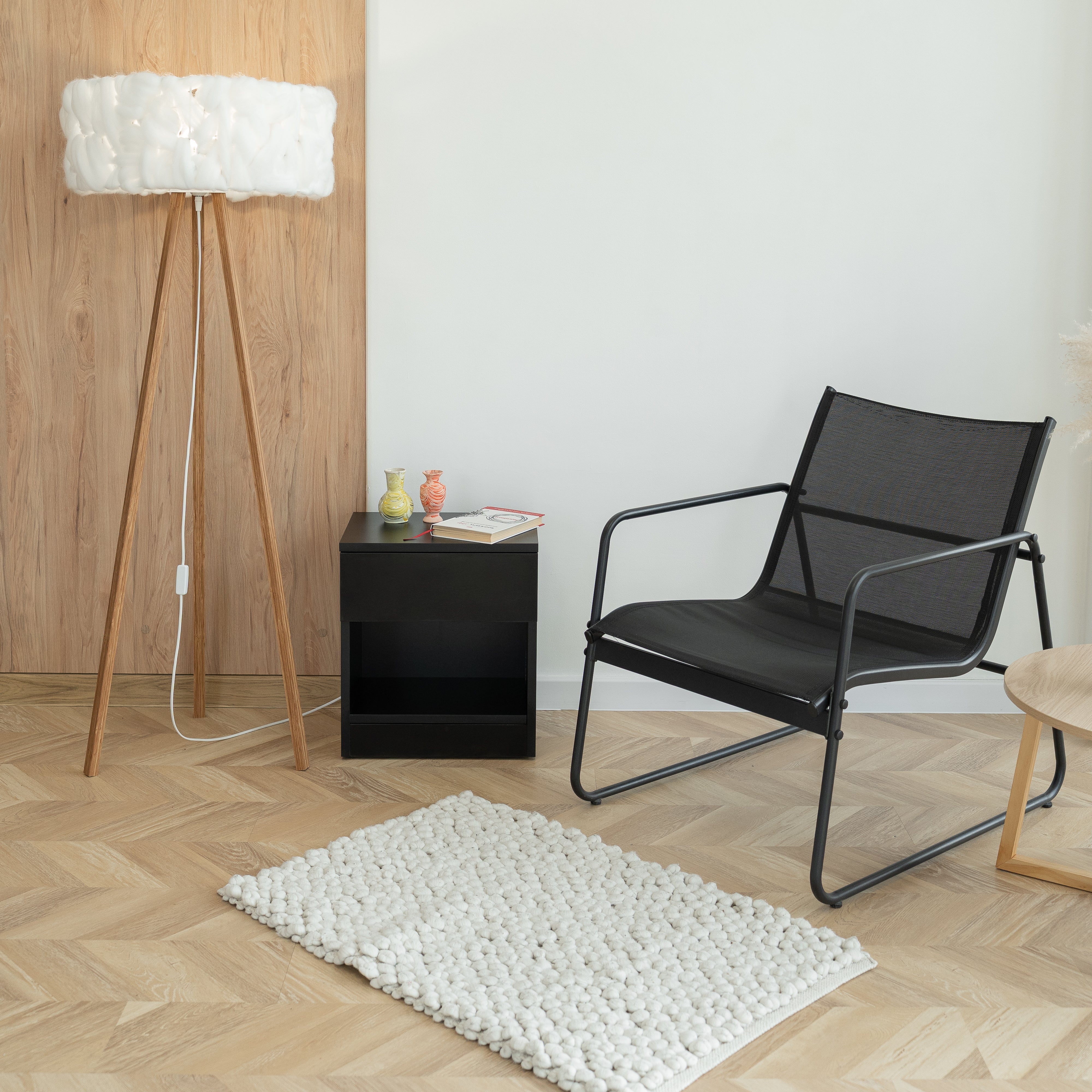 Moderner Nachttisch mit abschließbarem, verstecktem Stauraum – Schwarz