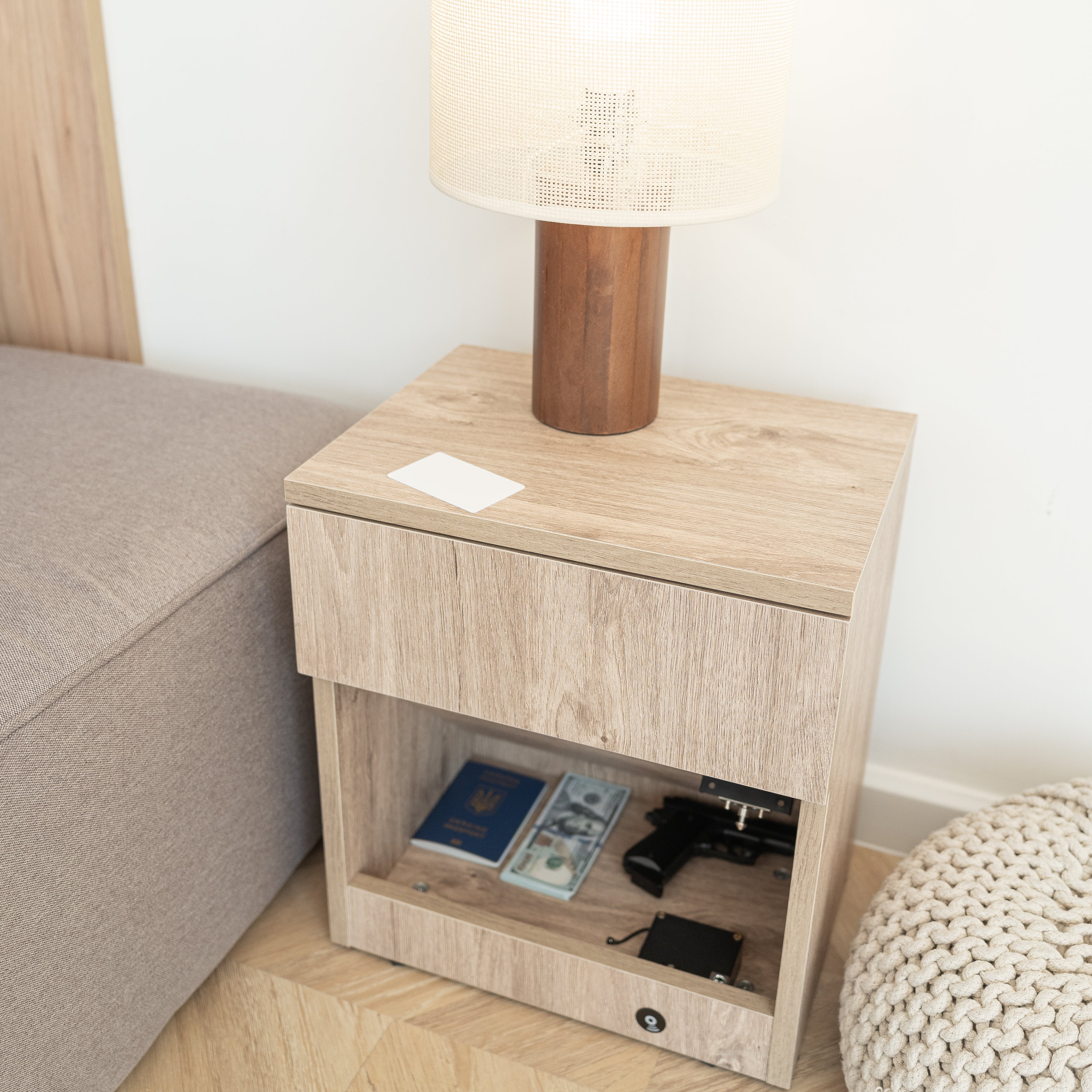 Modern Nightstand with Locked Hidden Storage B22