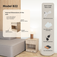 Moderner Nachttisch mit abschließbarem, verstecktem Stauraum B22