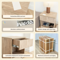 Moderner Nachttisch mit abschließbarem, verstecktem Stauraum – Golden Craft Oak