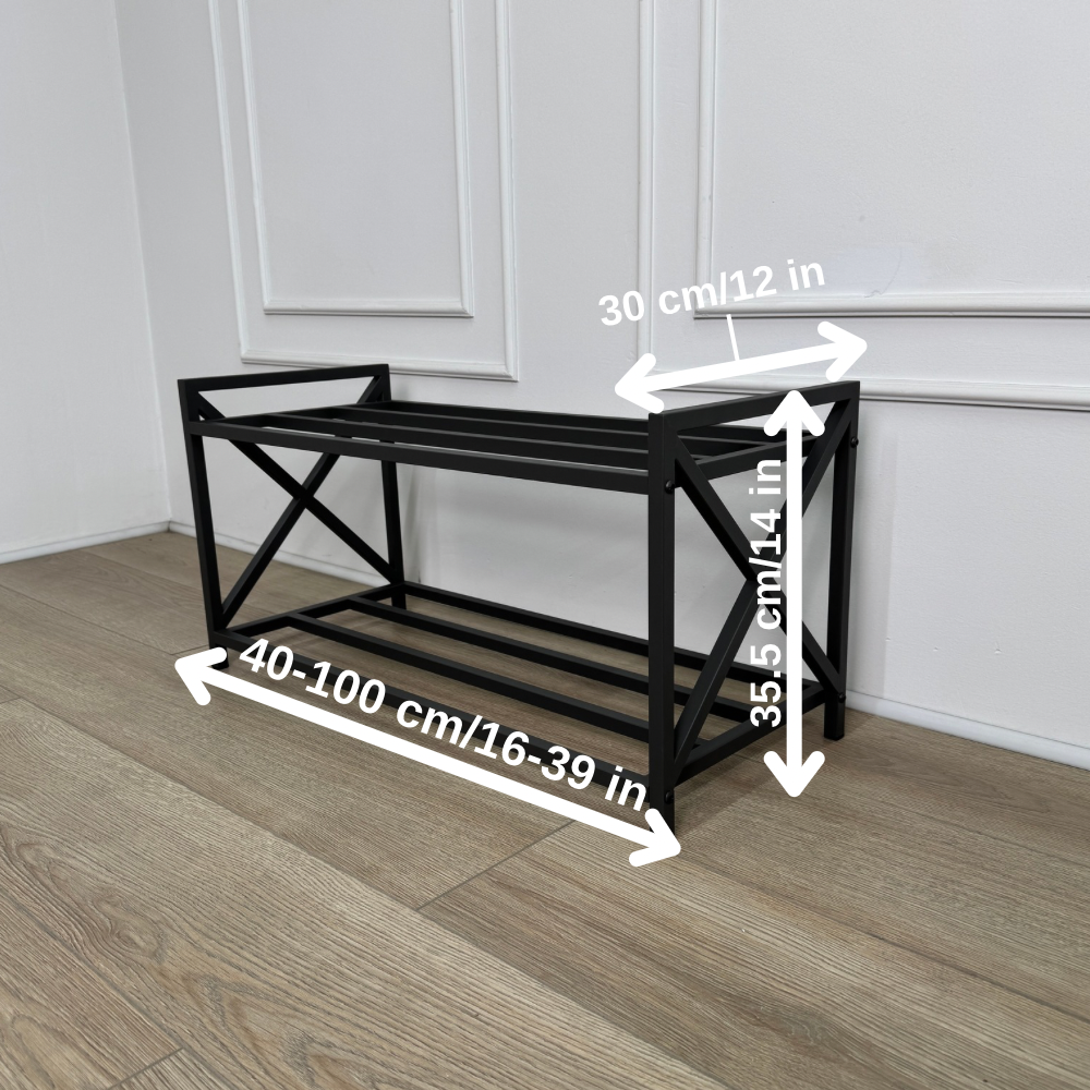 Loft Entryway Set – 2-Tier Metal Shoe Rack and Wall-Mounted Coat Rack