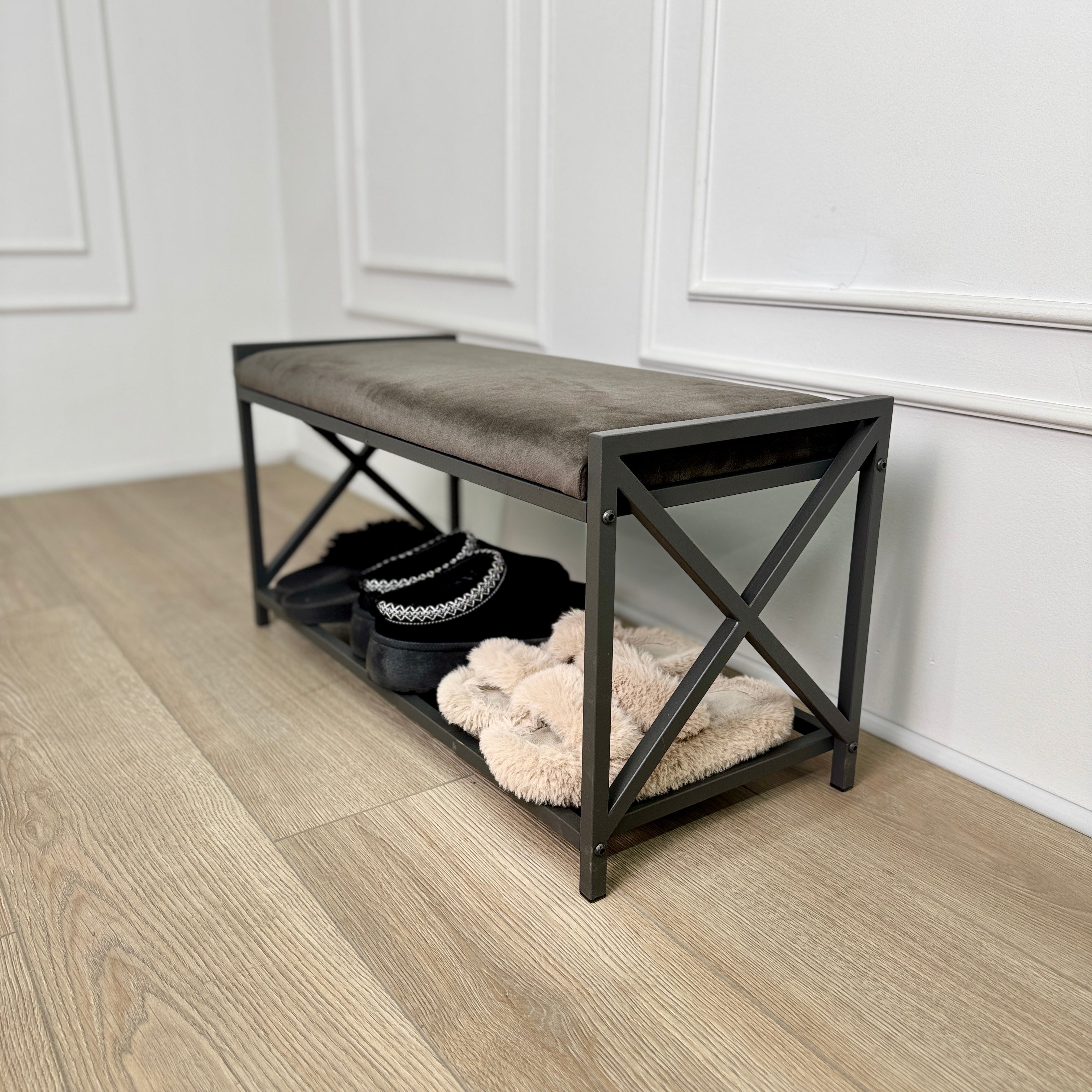 Loft-style bench with shoe storage