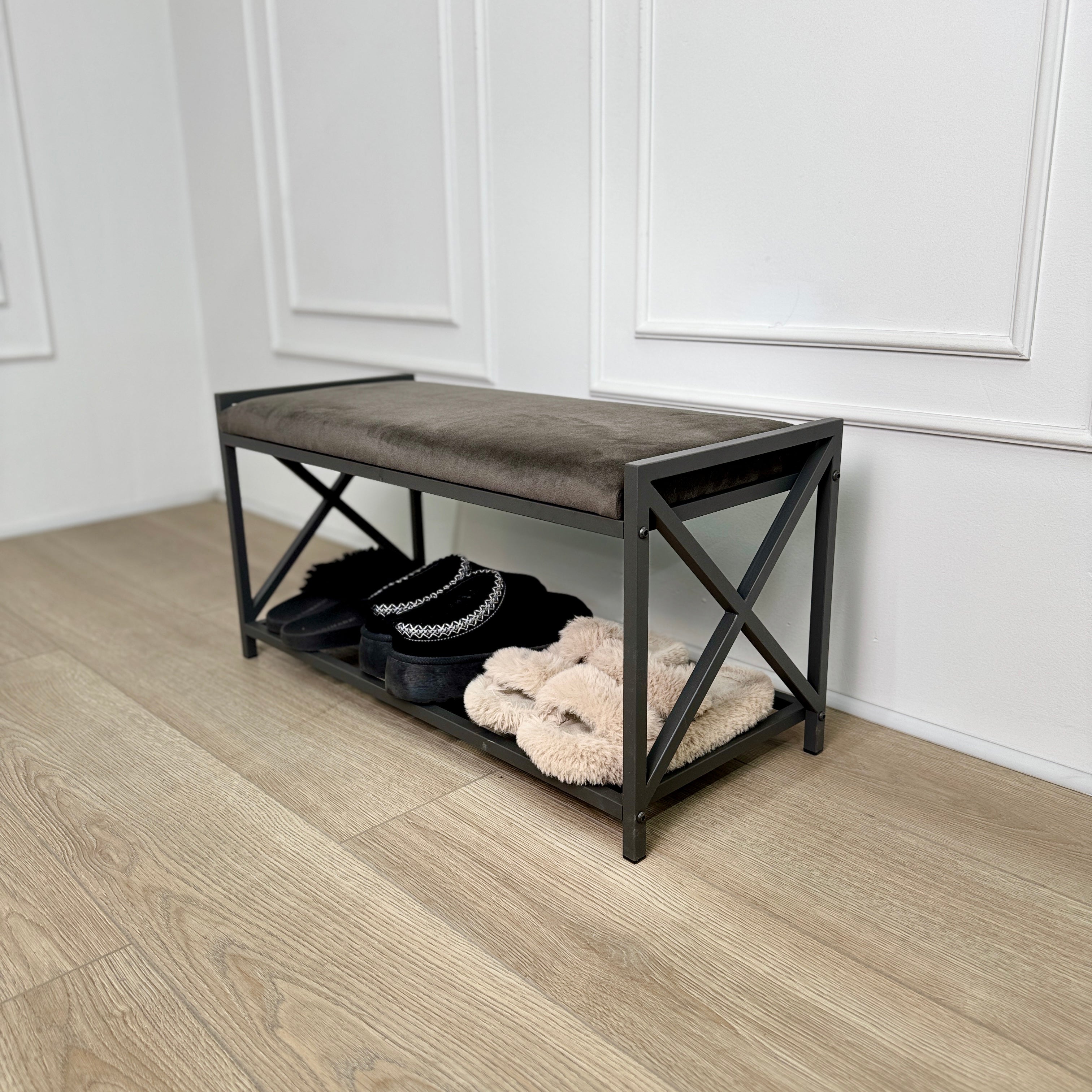 Loft-style bench with shoe storage