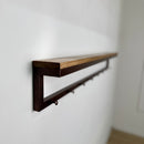 Metal coat hanger with hooks and wood shelf