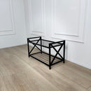 Unassembled Metal Shoe Rack Loft with a grid
