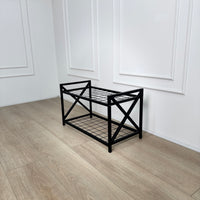 Unassembled Metal Shoe Rack Loft with a grid