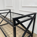 Unassembled Metal Shoe Rack Loft with a grid