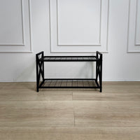 Unassembled Metal Shoe Rack Loft with a grid