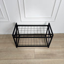 Unassembled Metal Shoe Rack Loft with a grid