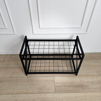Unassembled Metal Shoe Rack Loft with a grid