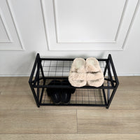 Unassembled Metal Shoe Rack Loft with a grid