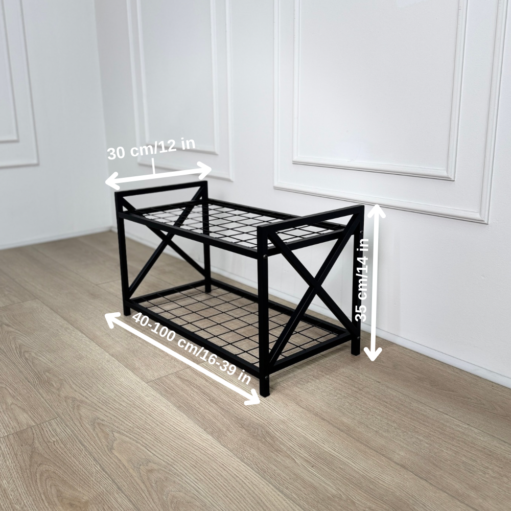 Unassembled Metal Shoe Rack Loft with a grid