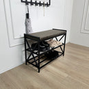Loft Entryway Set – Upholstered Bench with 2-Tier Shoe Rack + Wall-Mounted Coat Rack | Industrial Hallway Furniture