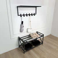 Loft Entryway Set – 2-Tier Metal Shoe Rack and Wall-Mounted Coat Rack
