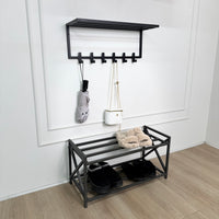 Loft Entryway Set – 2-Tier Metal Shoe Rack and Wall-Mounted Coat Rack