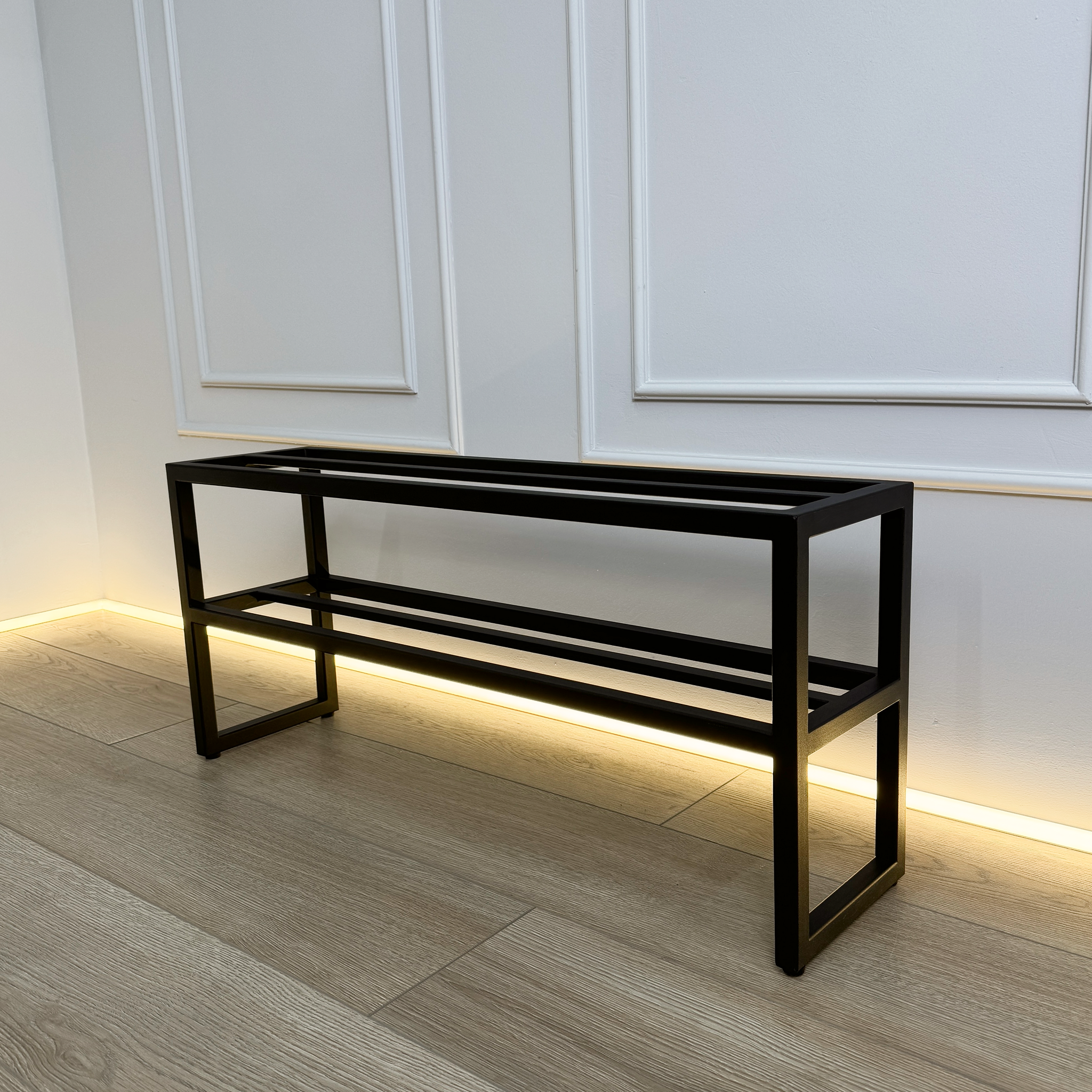 Sleek 2-Tier Black Shoe Rack