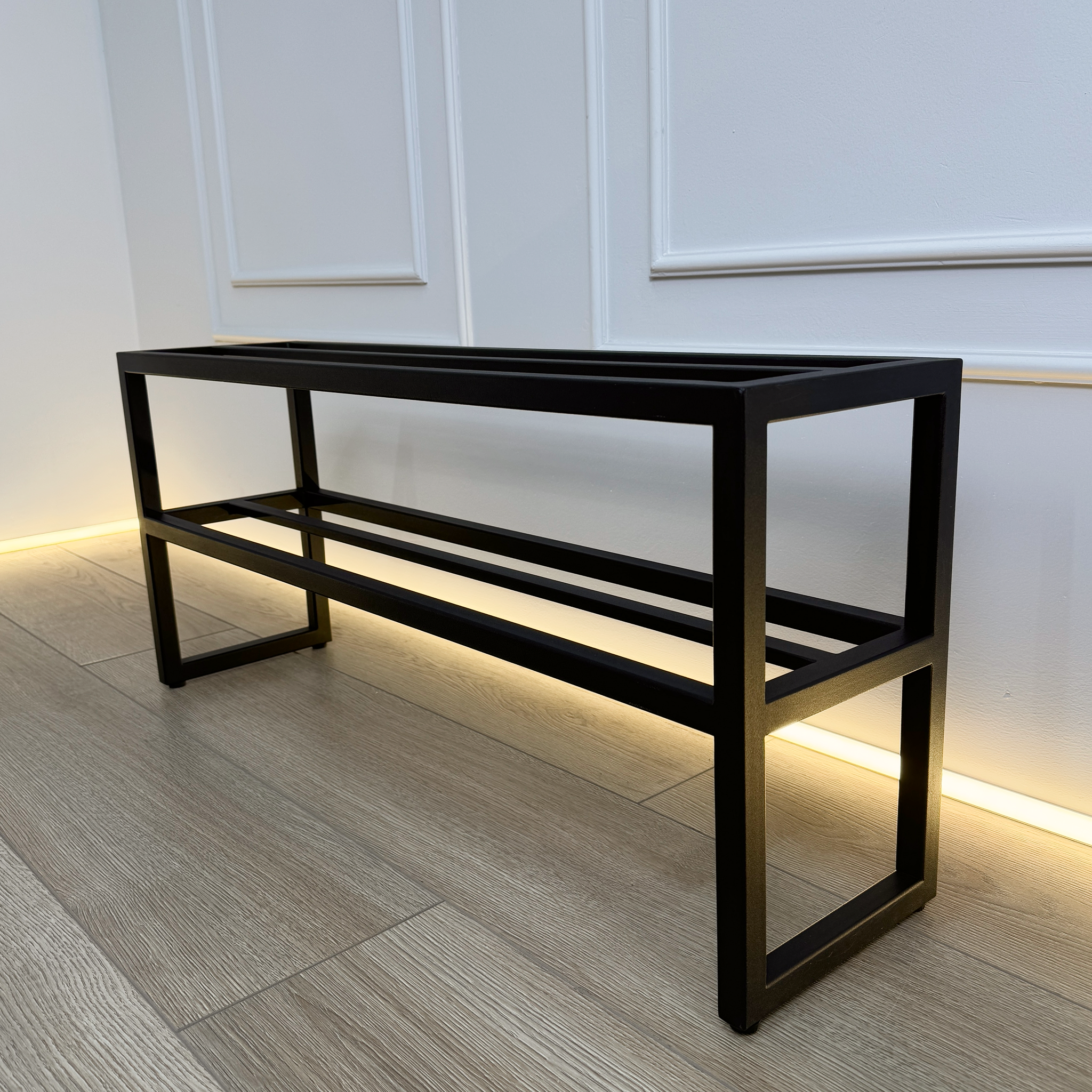 Sleek 2-Tier Black Shoe Rack