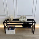 Sleek 2-Tier Black Shoe Rack