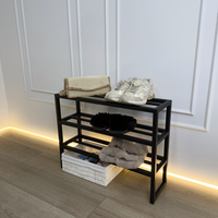 Sleek 3-Tier Black Shoe Rack