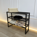 Sleek 3-Tier Black Shoe Rack