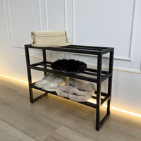 Sleek 3-Tier Black Shoe Rack