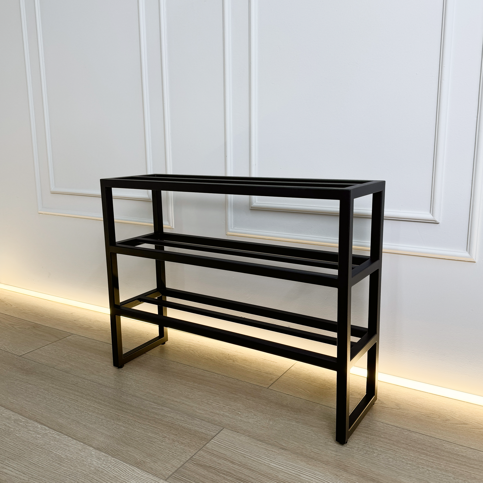 Sleek 3-Tier Black Shoe Rack