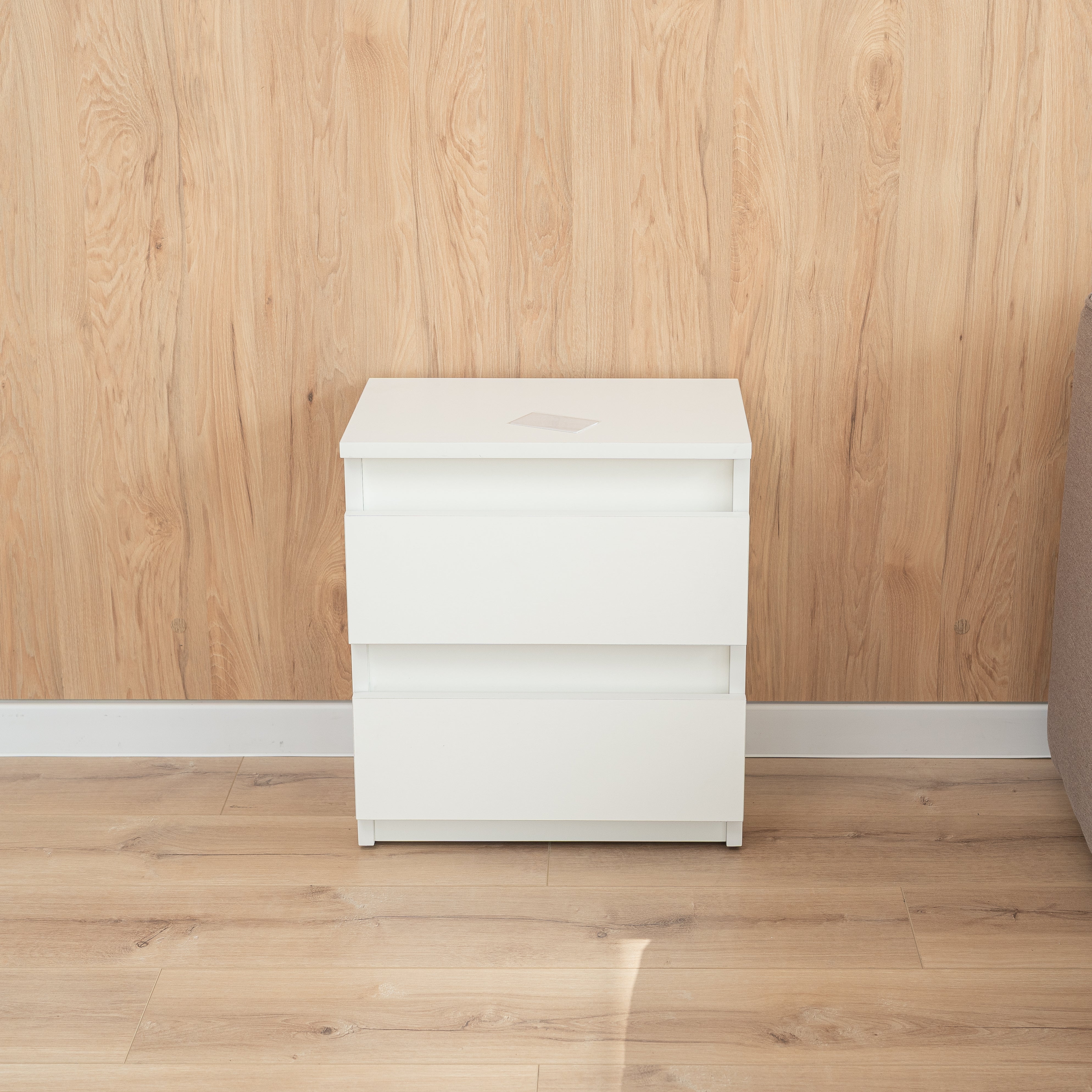 Bedside table with Locked Hidden Storage - White