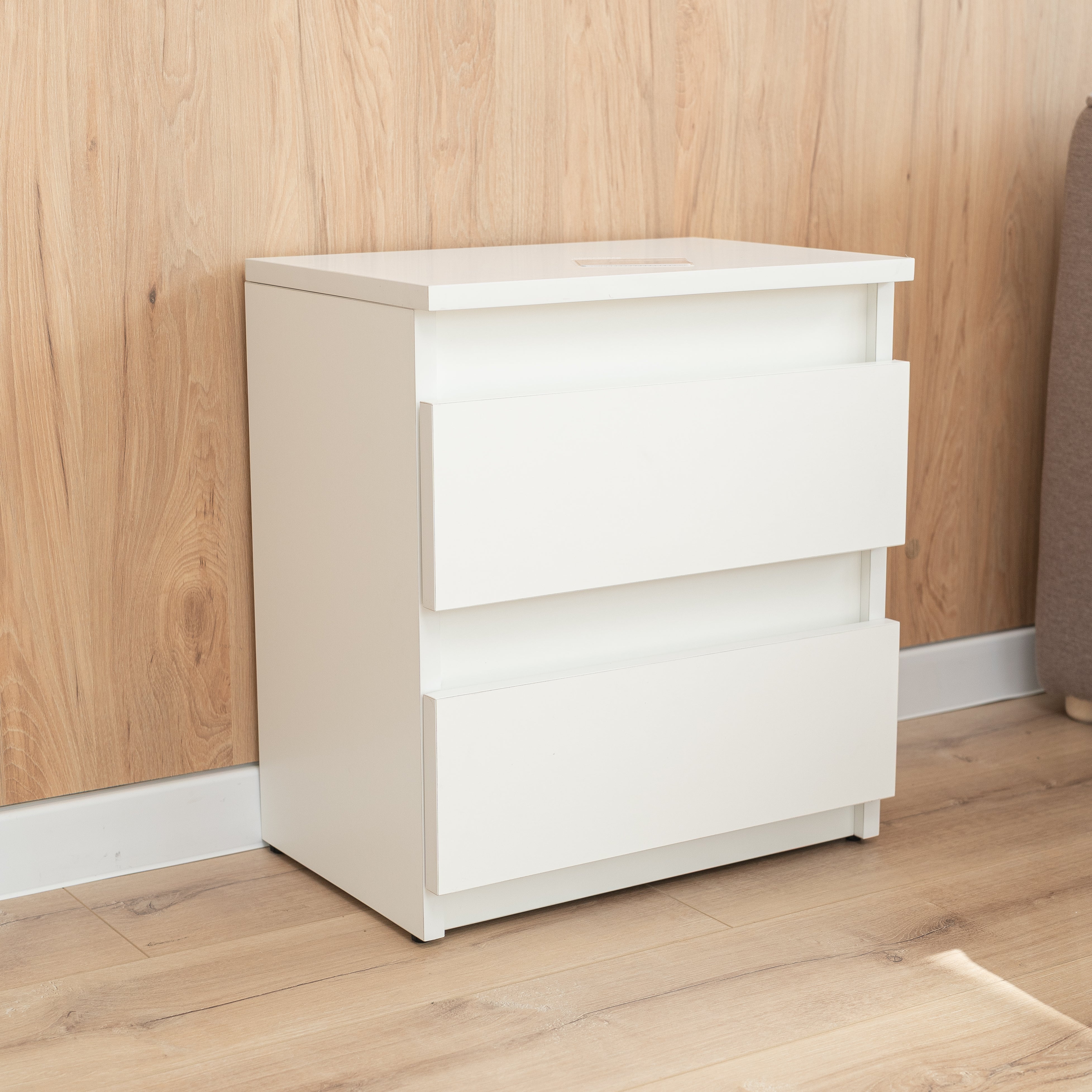Bedside table with Locked Hidden Storage - White