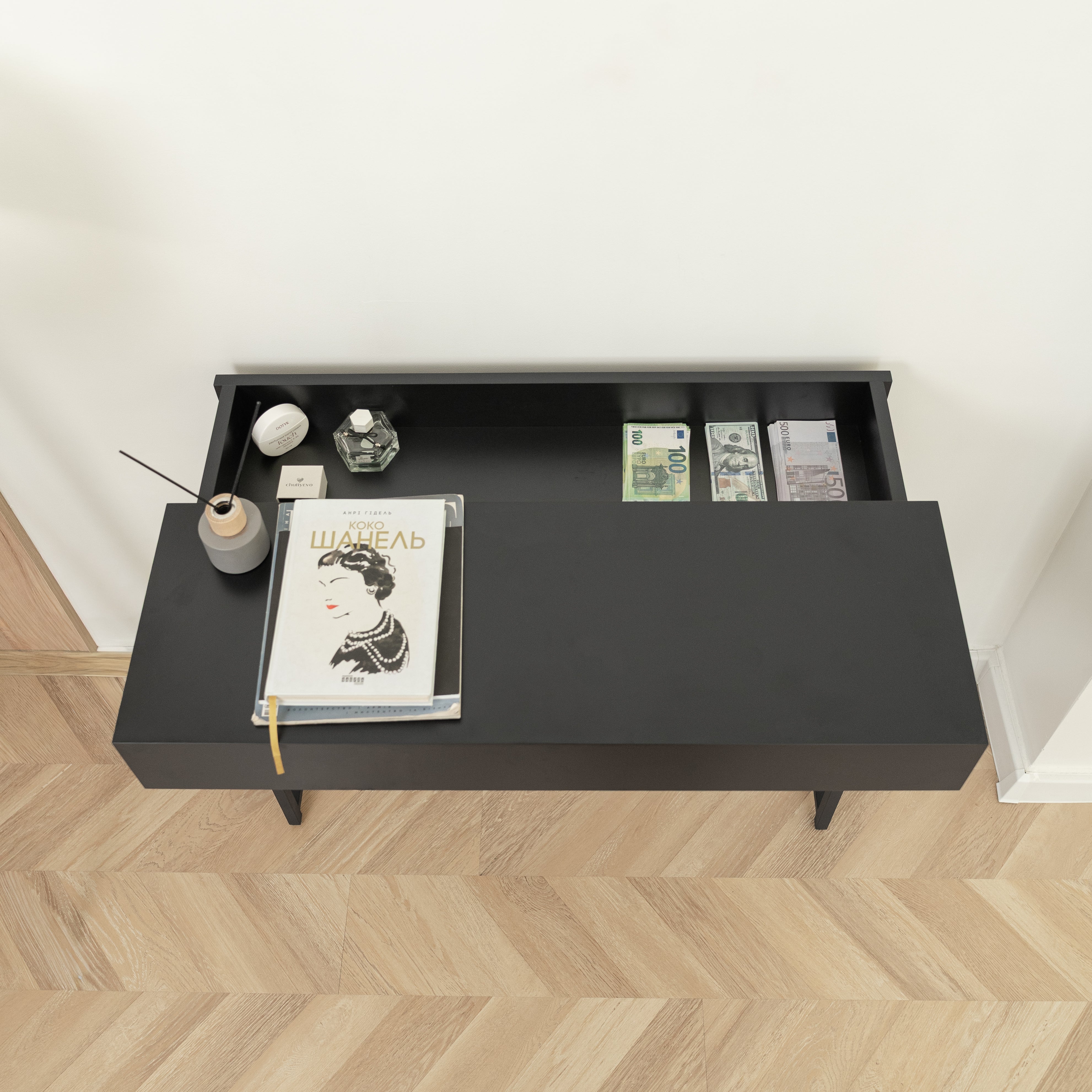 Console Table with Hidden RFID Lock Drawer - Jet Black