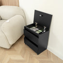 Bedside table with Locked Hidden Storage - Black
