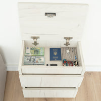 Bedside table with Locked Hidden Storage - Oak Craft White