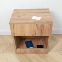 Modern Nightstand with Locked Hidden Storage - Golden Craft Oak
