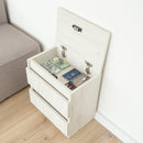 Bedside table with Locked Hidden Storage - Oak Craft White