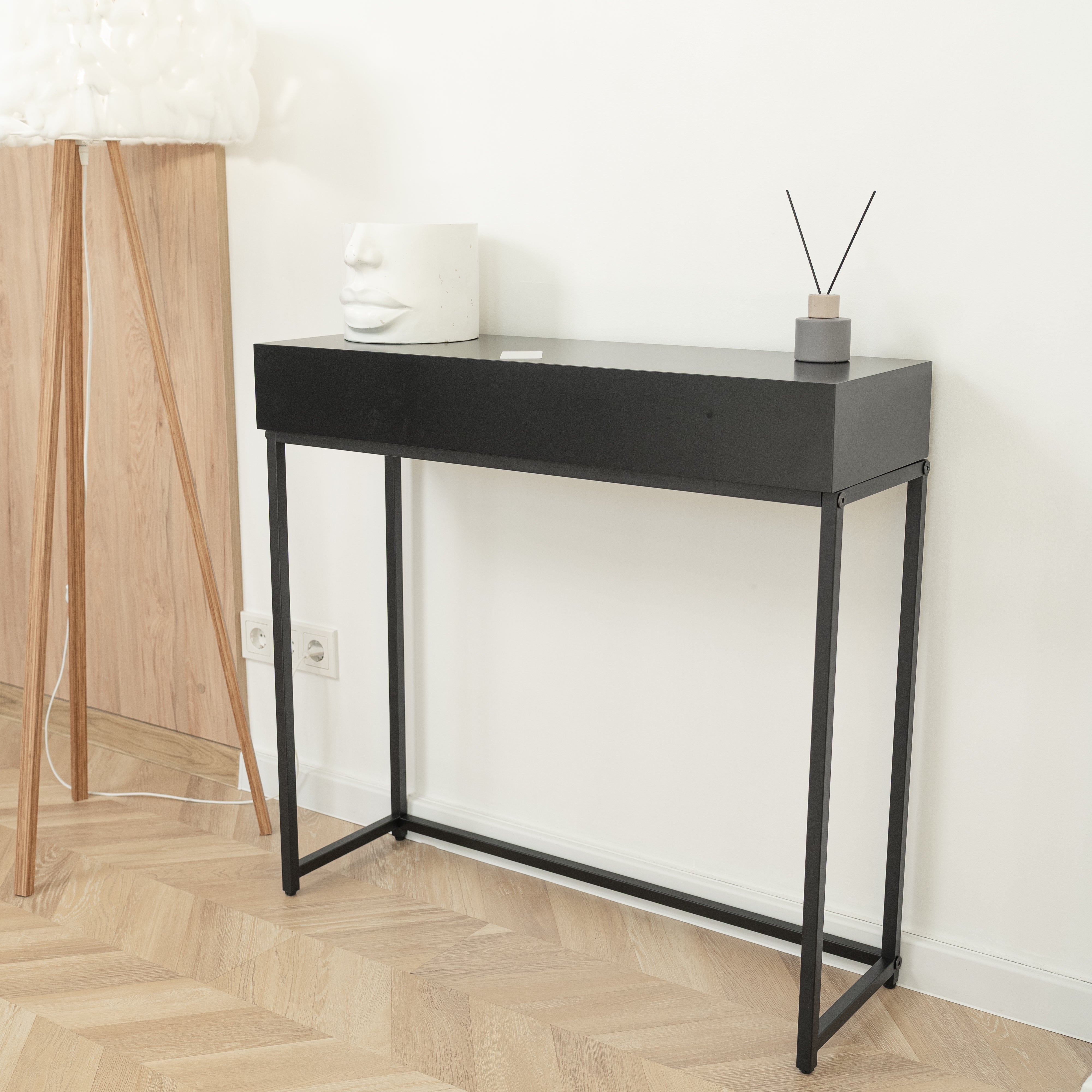 Console Table with Hidden RFID Lock Drawer - Jet Black