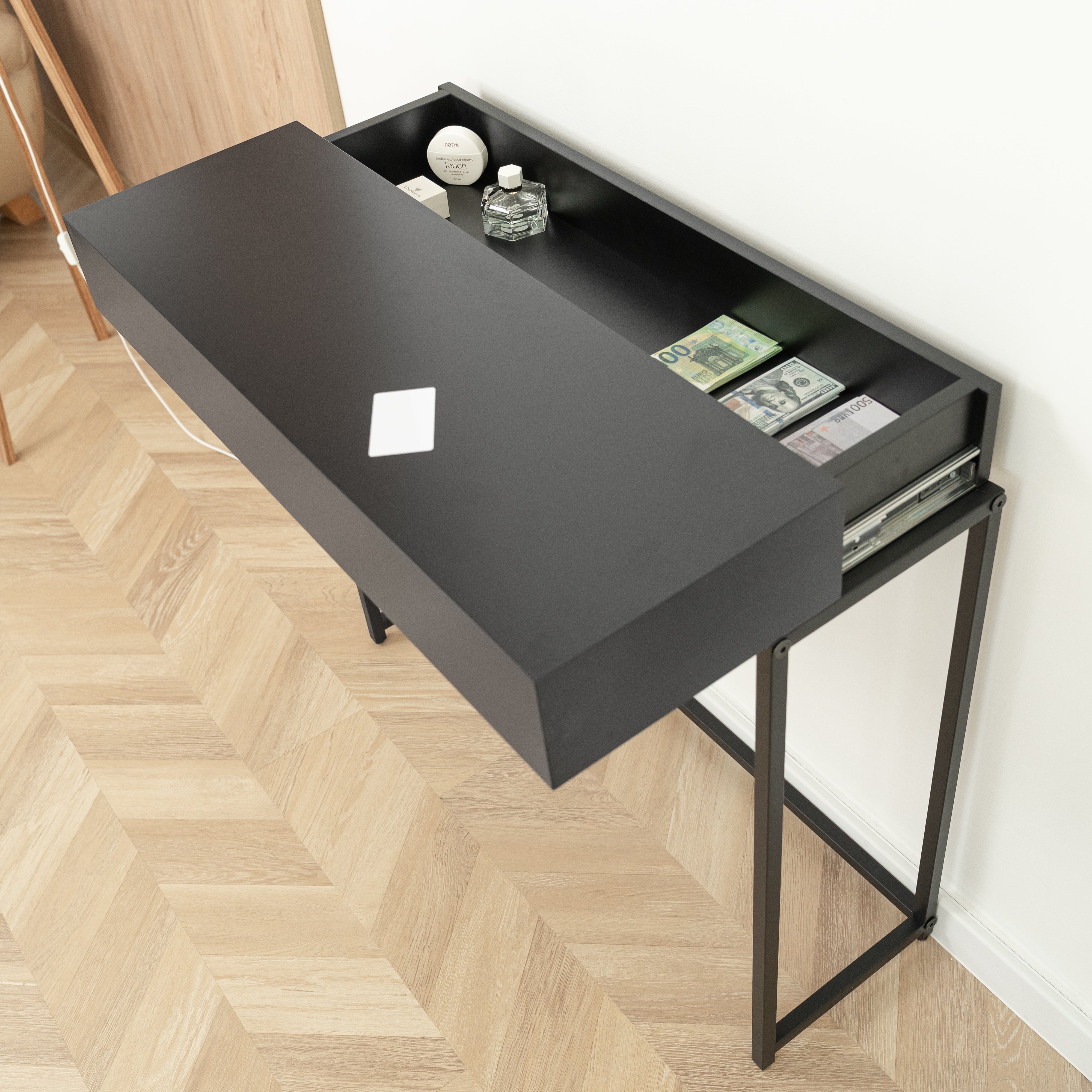 Console Table with Hidden RFID Lock Drawer - Jet Black