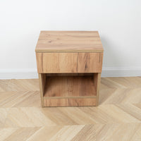 Modern Nightstand with Locked Hidden Storage - Golden Craft Oak