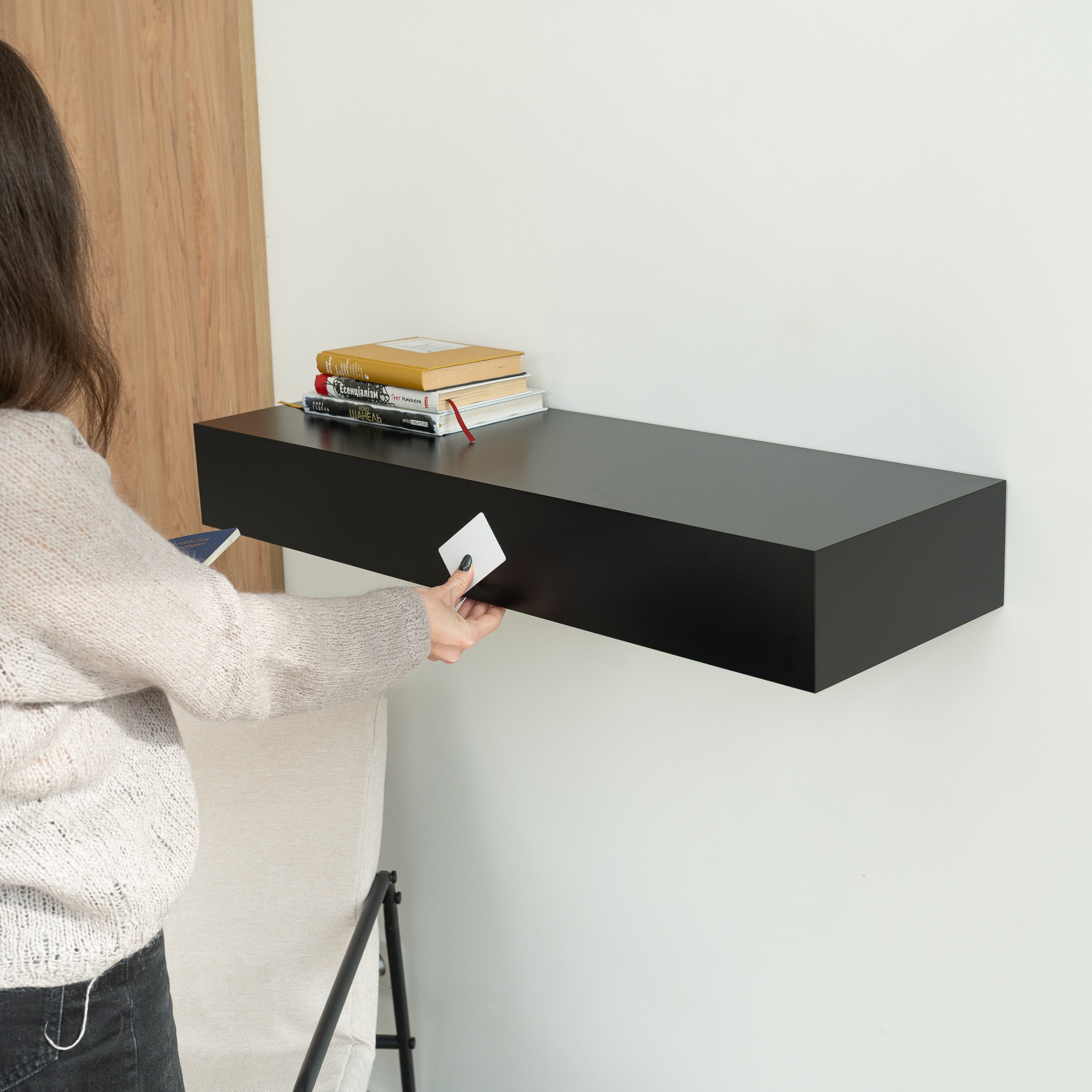 Smart Hidden Drawer Shelf - Jet Black
