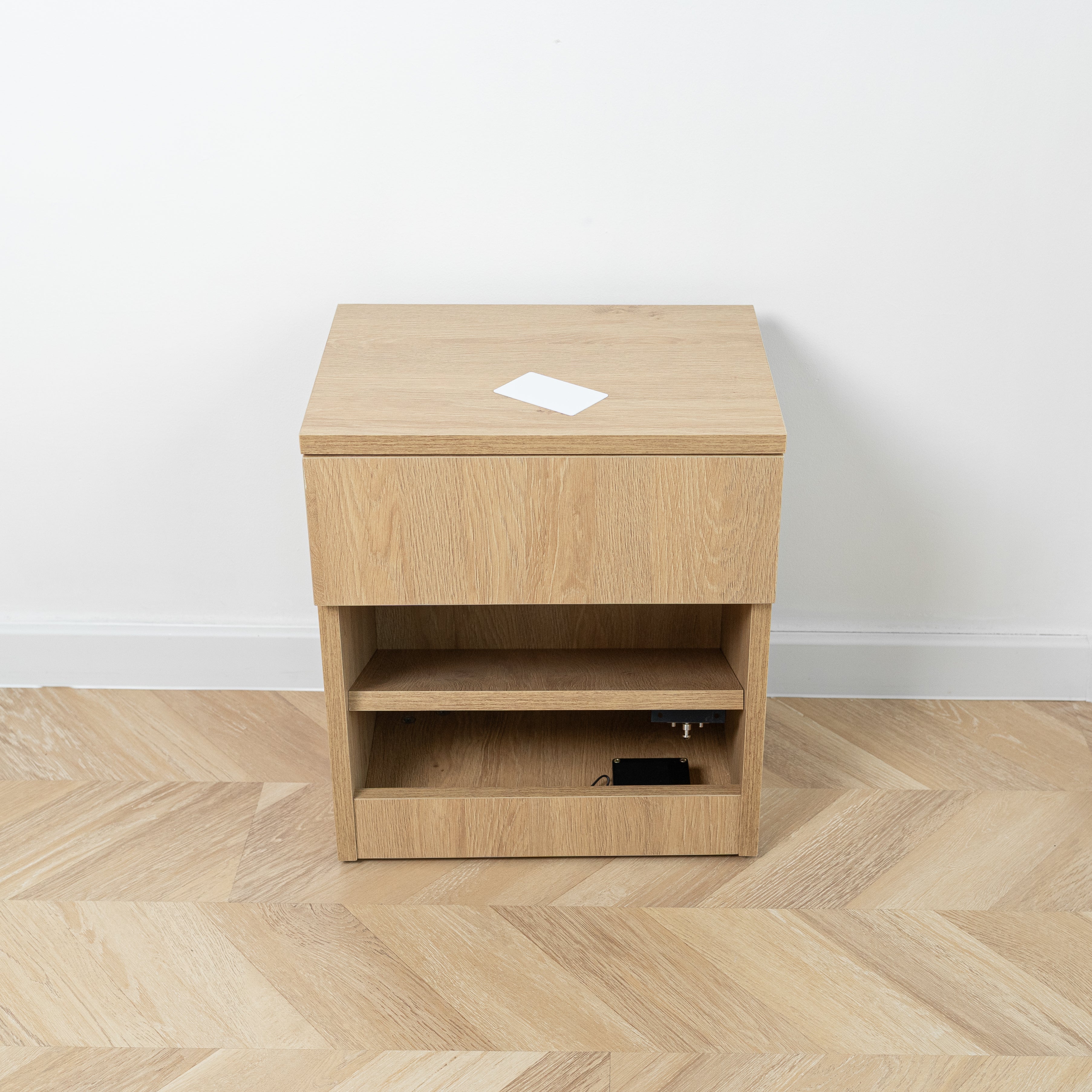 Modern Nightstand with Locked Hidden Storage - Stone Oak