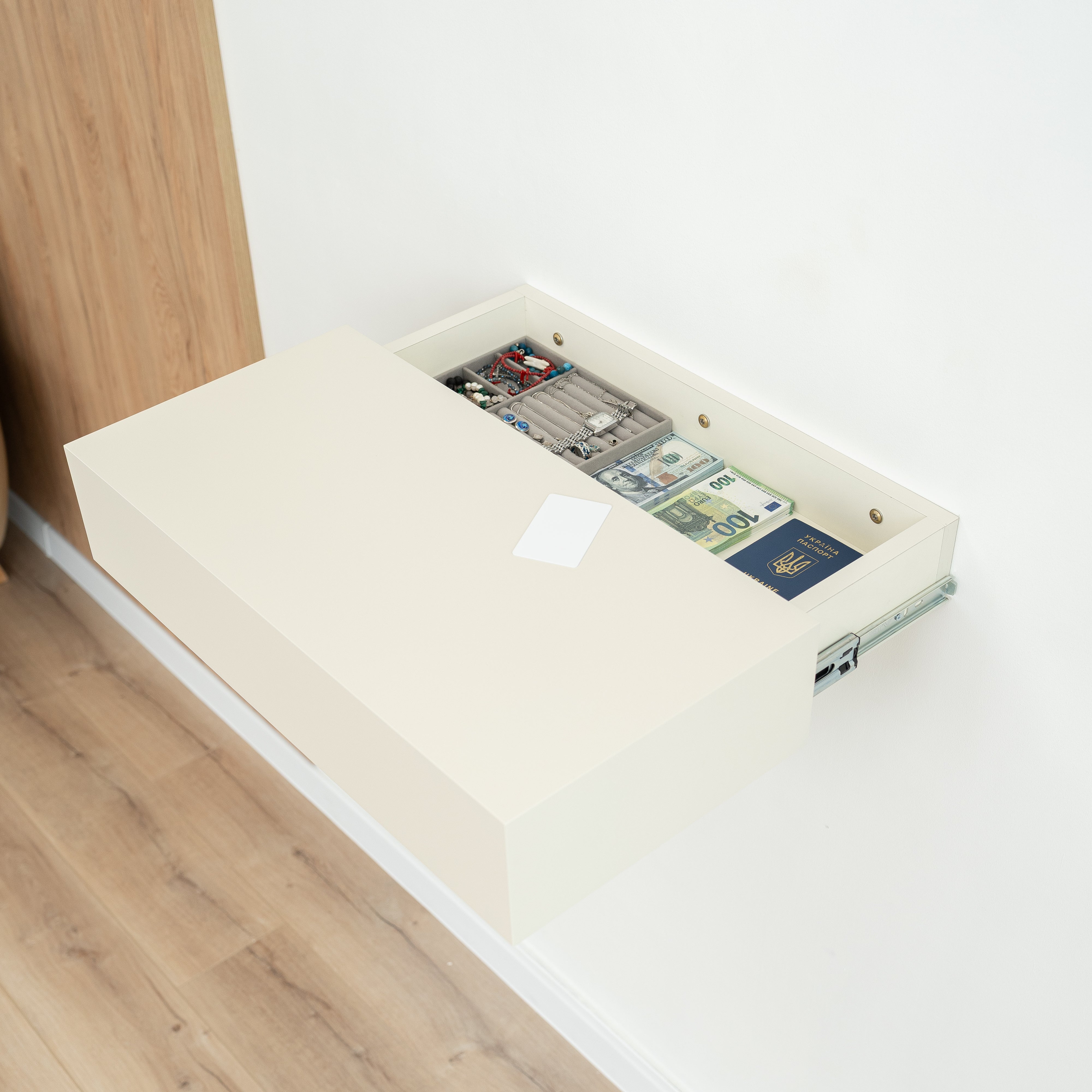 Smart Hidden Drawer Shelf - Pearl White