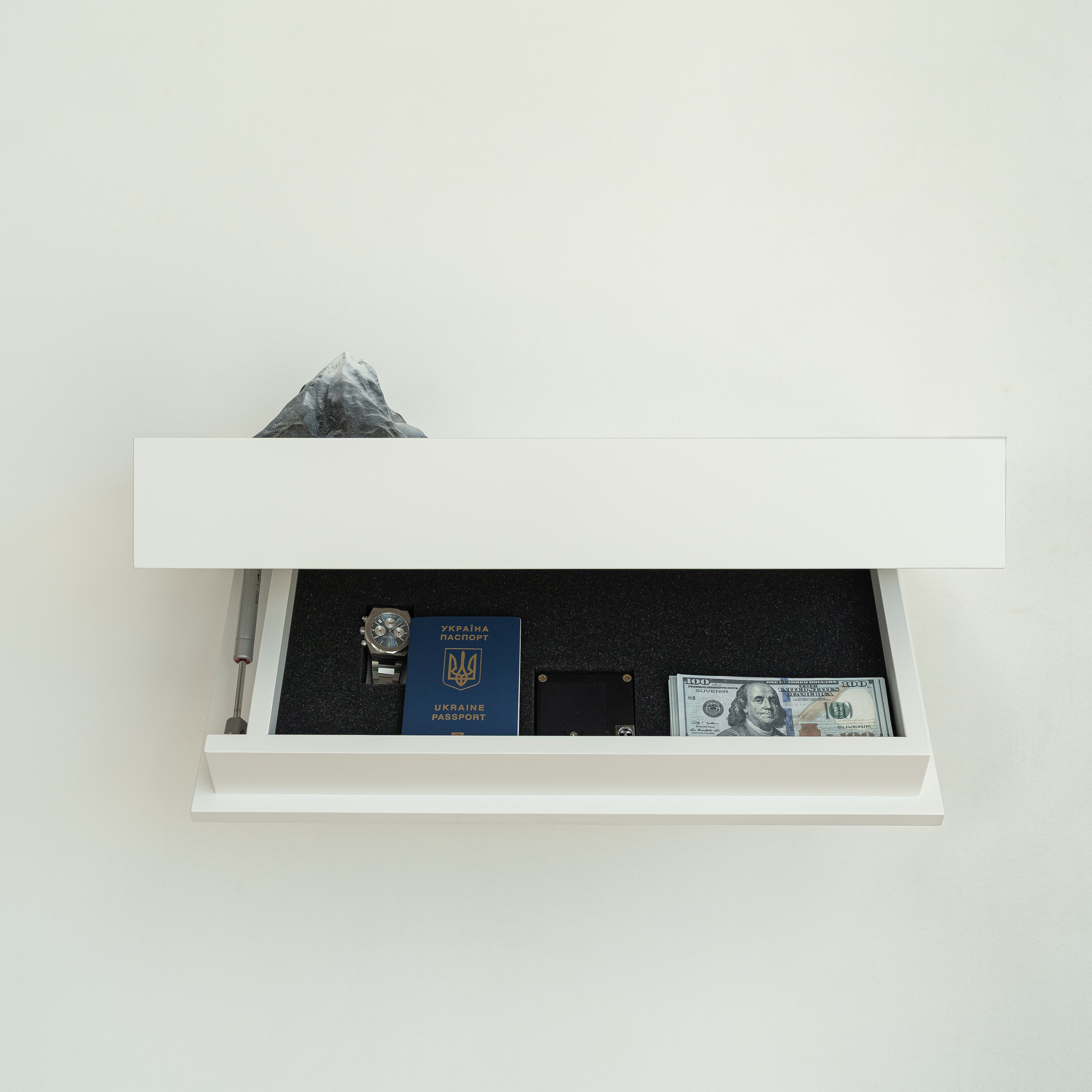 Hidden Wall-Mounted Safe Drawer with Mountain