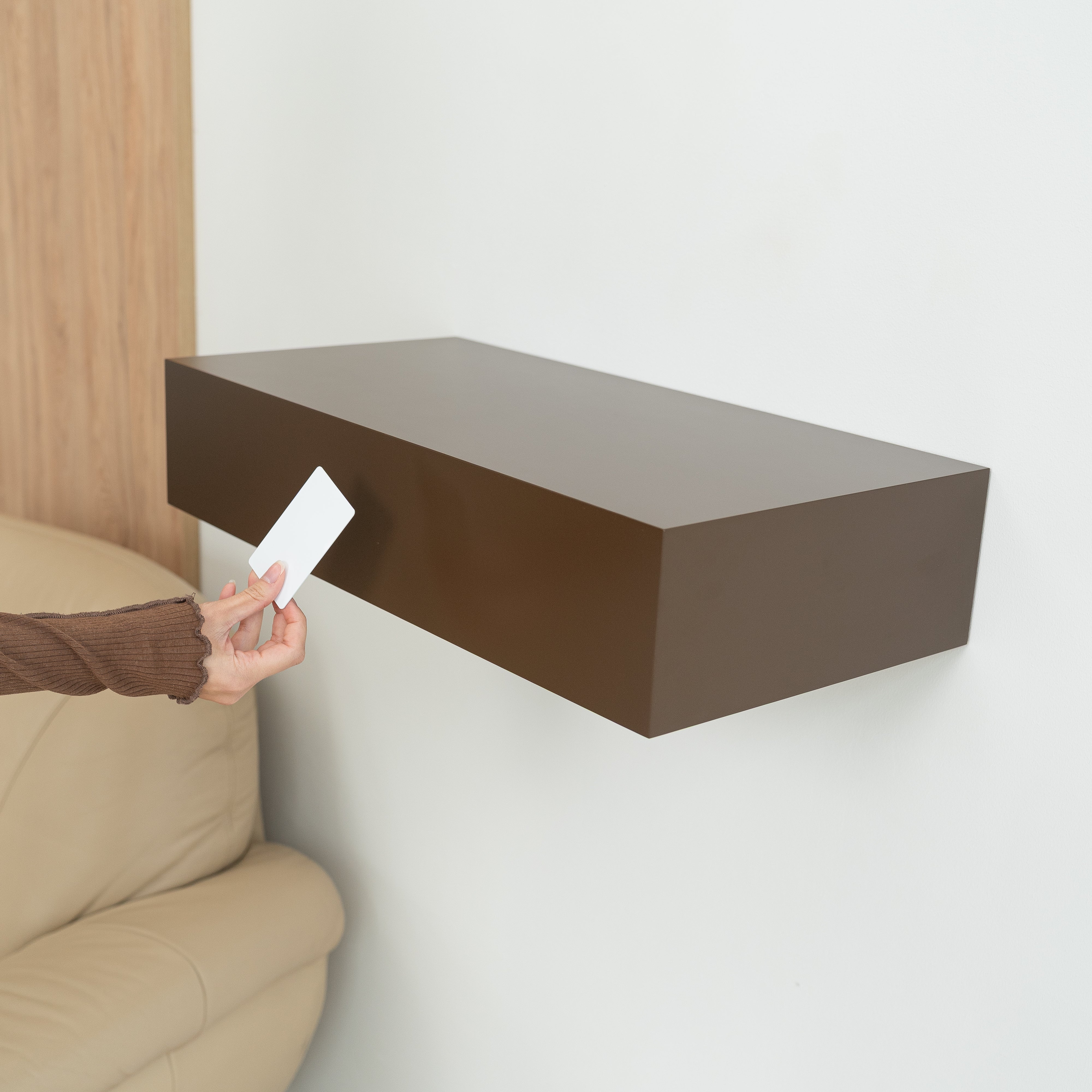 Smart Hidden Drawer Shelf - Sepia Brown