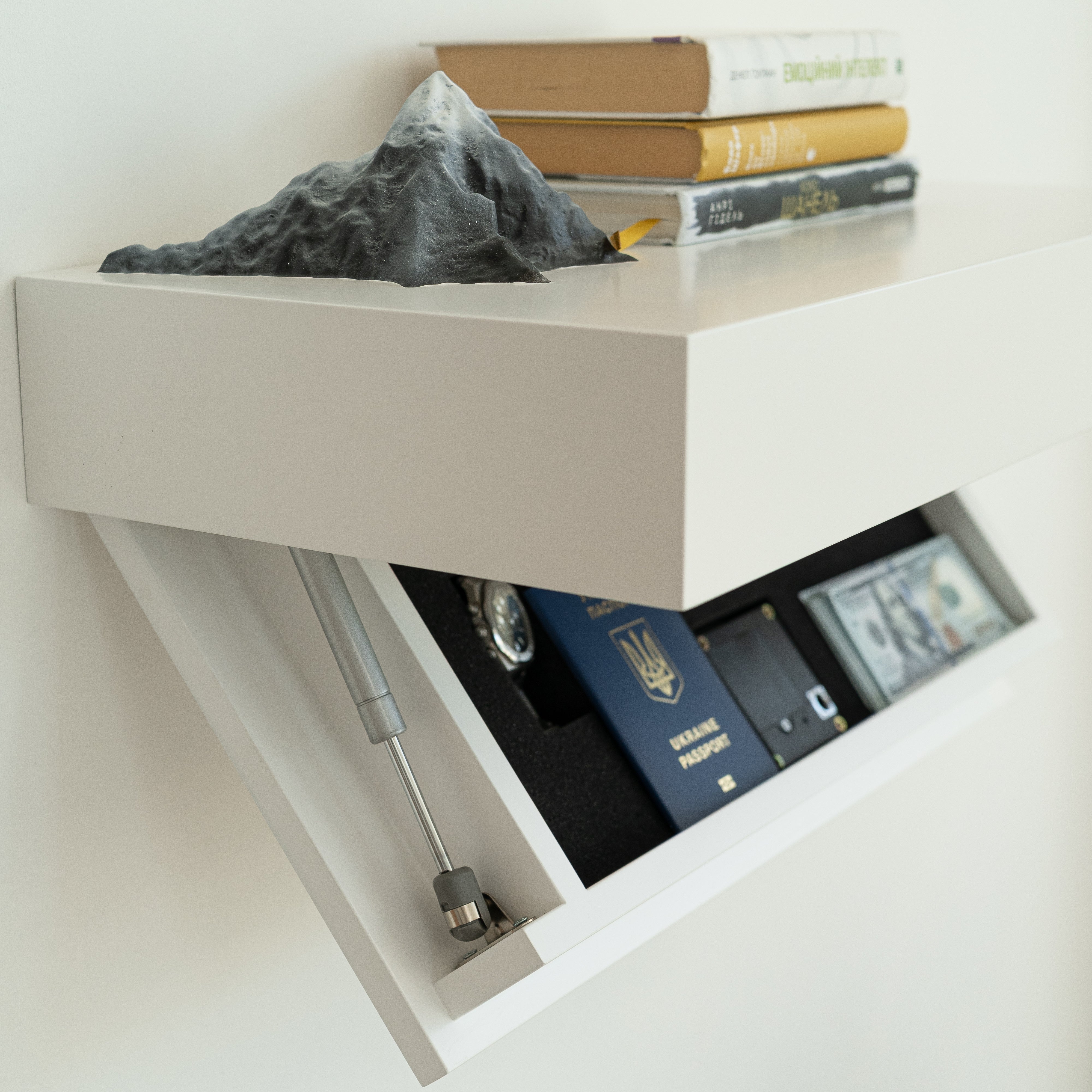 Hidden Wall-Mounted Safe Drawer with Mountain