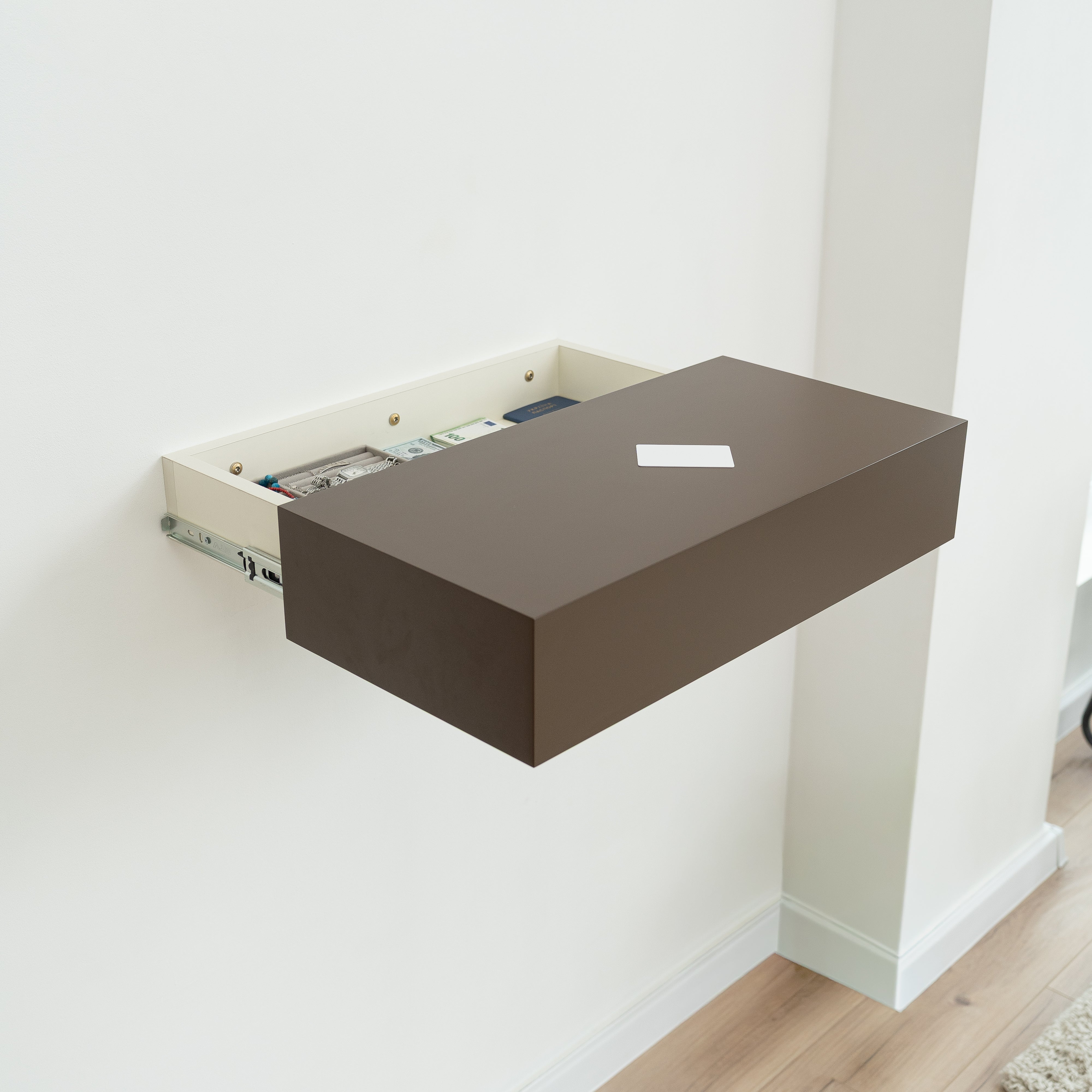 Smart Hidden Drawer Shelf - Sepia Brown