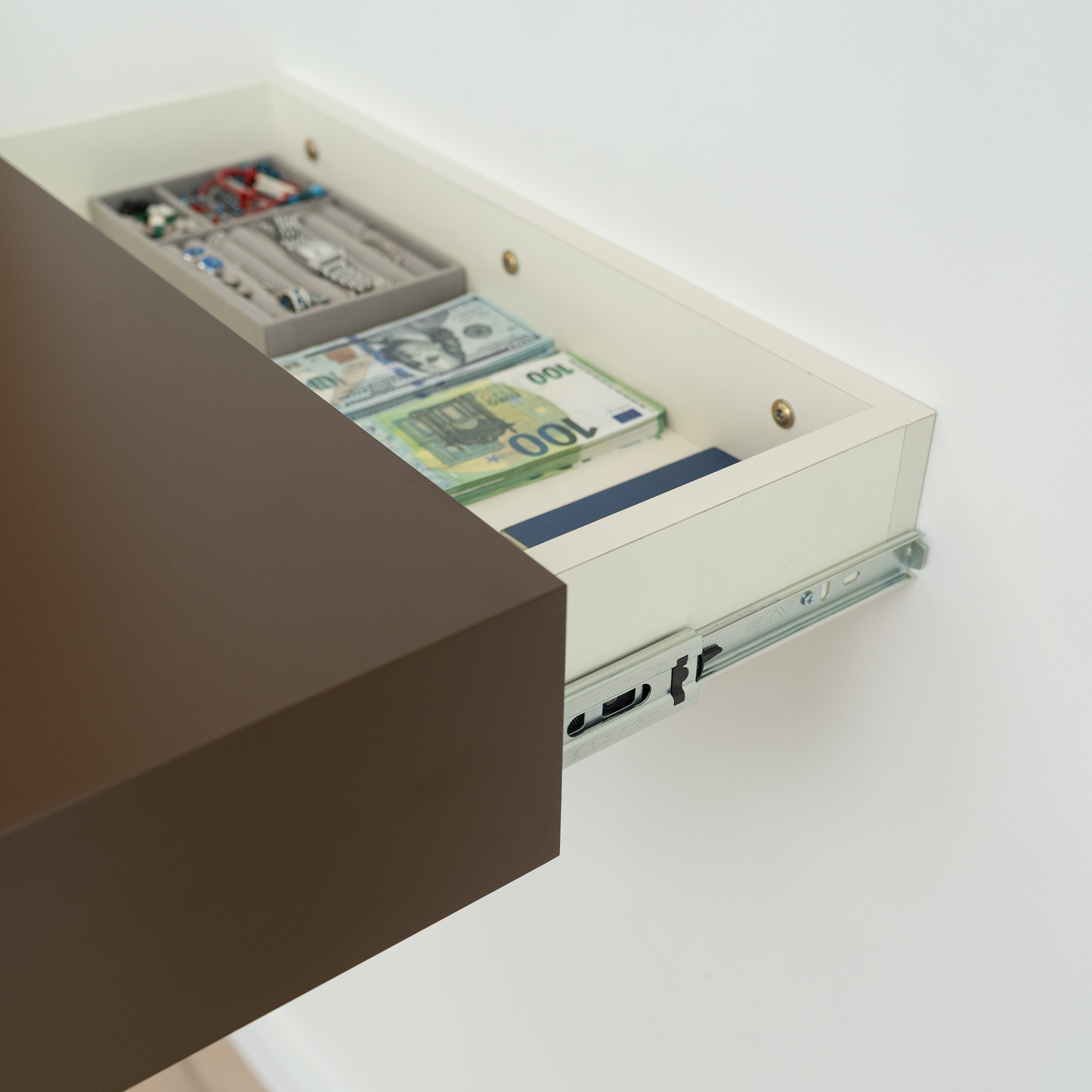 Smart Hidden Drawer Shelf - Sepia Brown