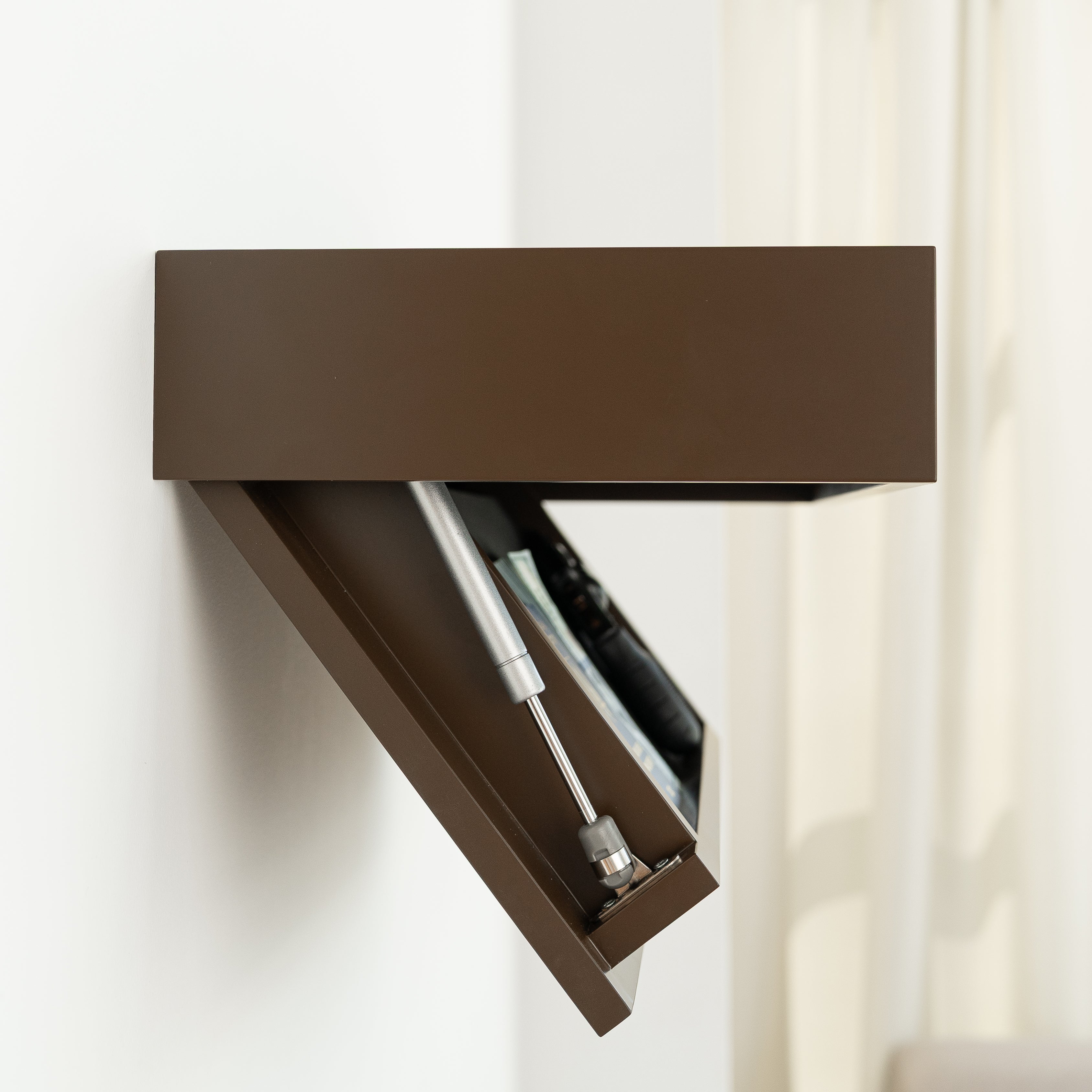 Hidden Wall-Mounted Safe Drawer - Sepia Brown