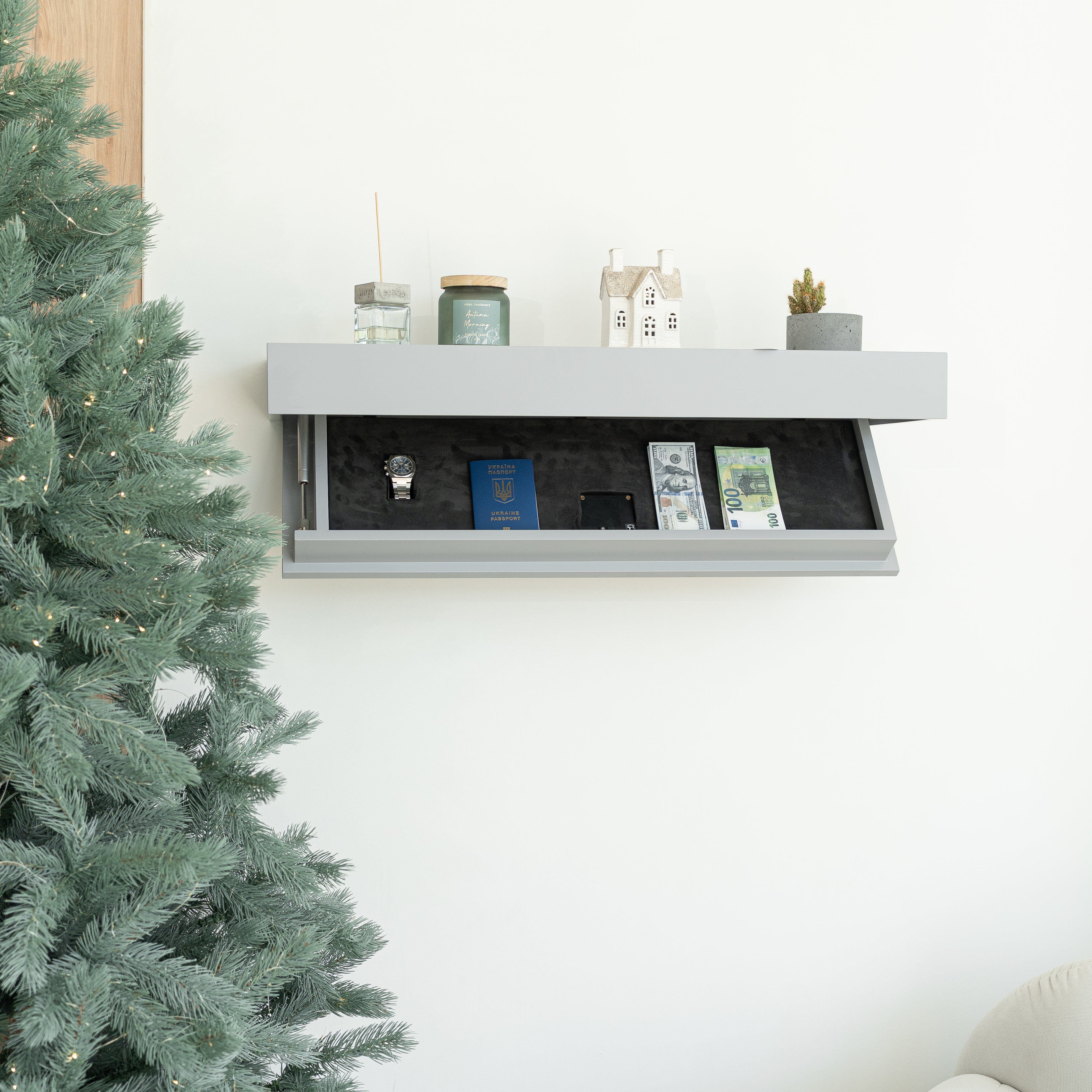 Hidden Wall-Mounted Safe Drawer - Window Grey